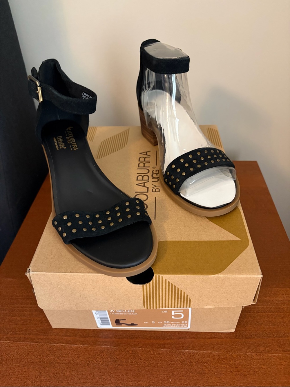 UGG Black Studded Ankle Strap Sandals
